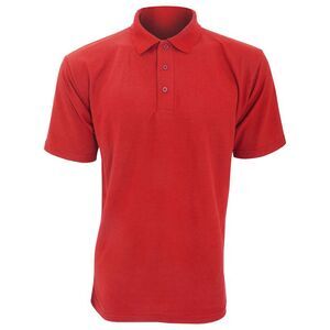 UCC 50/50 Mens Plain Piqué Casual Polo Shirt XS-5XL 10 Solid Color / Red
